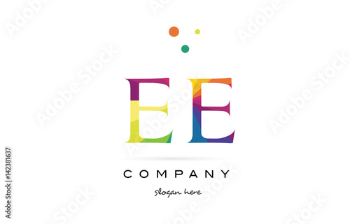 ee e e  creative rainbow colors alphabet letter logo icon