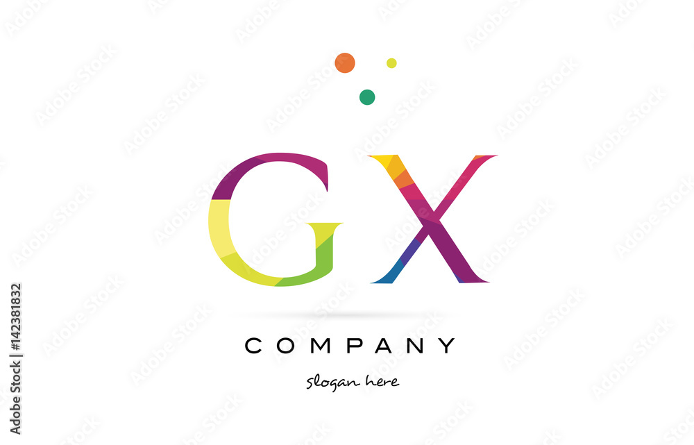 gx g x  creative rainbow colors alphabet letter logo icon