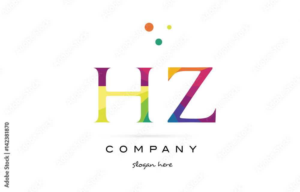 hz h z  creative rainbow colors alphabet letter logo icon