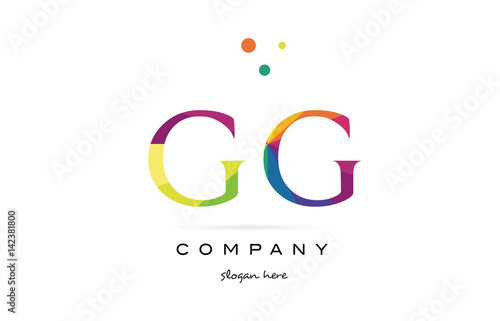 gg g g  creative rainbow colors alphabet letter logo icon