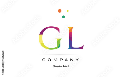 gl g l  creative rainbow colors alphabet letter logo icon