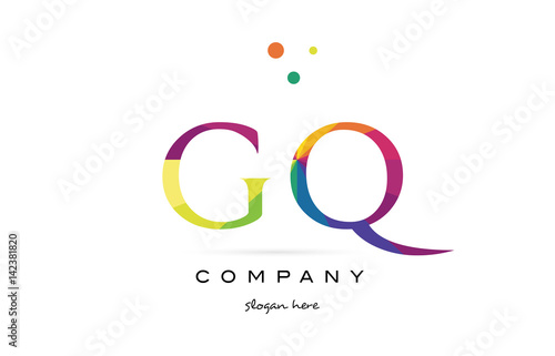gq g q creative rainbow colors alphabet letter logo icon