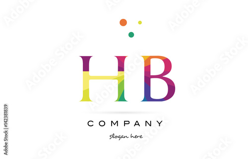 hb h b  creative rainbow colors alphabet letter logo icon