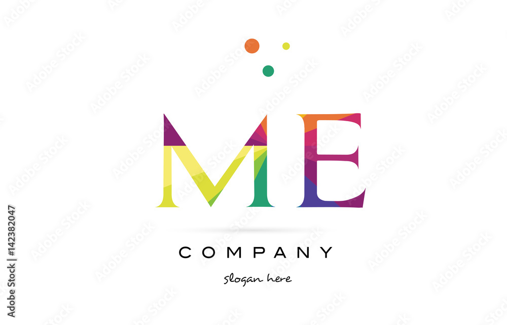 me m e  creative rainbow colors alphabet letter logo icon