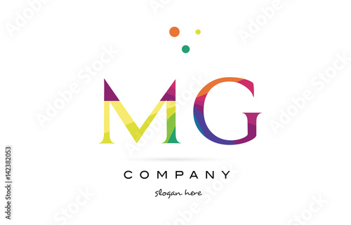 mg m g  creative rainbow colors alphabet letter logo icon