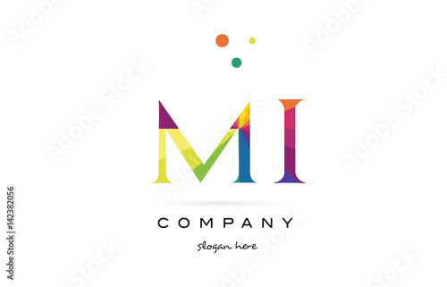 mi m i  creative rainbow colors alphabet letter logo icon