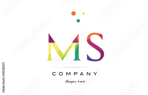 ms m s  creative rainbow colors alphabet letter logo icon