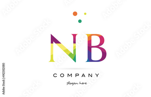 nb n b  creative rainbow colors alphabet letter logo icon