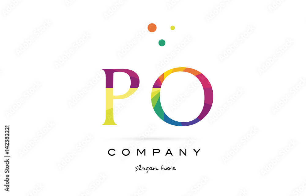 po p o  creative rainbow colors alphabet letter logo icon