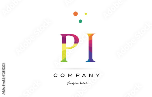 pi p i  creative rainbow colors alphabet letter logo icon