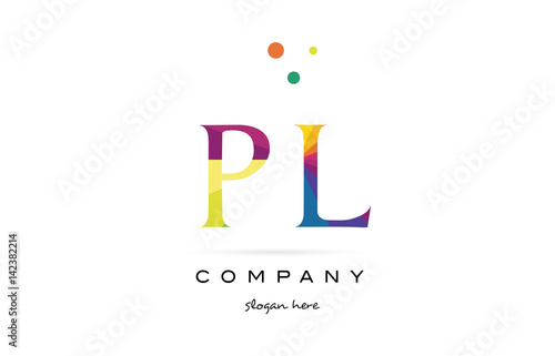 pl p l  creative rainbow colors alphabet letter logo icon