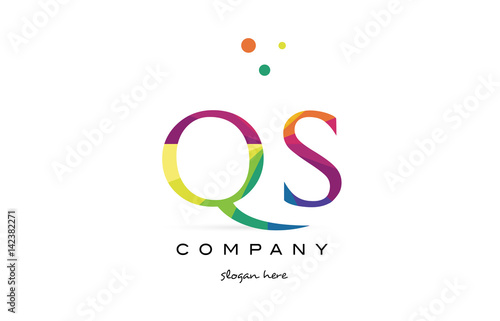qs q s  creative rainbow colors alphabet letter logo icon