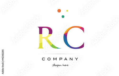 rc r c  creative rainbow colors alphabet letter logo icon