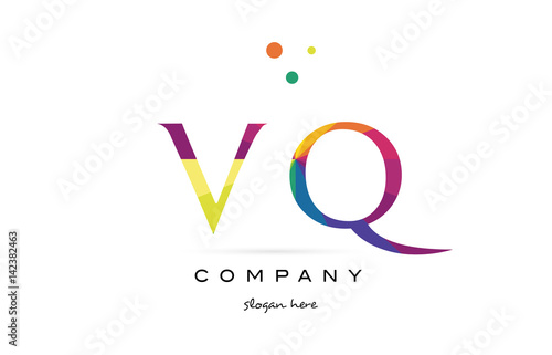 vq v q  creative rainbow colors alphabet letter logo icon