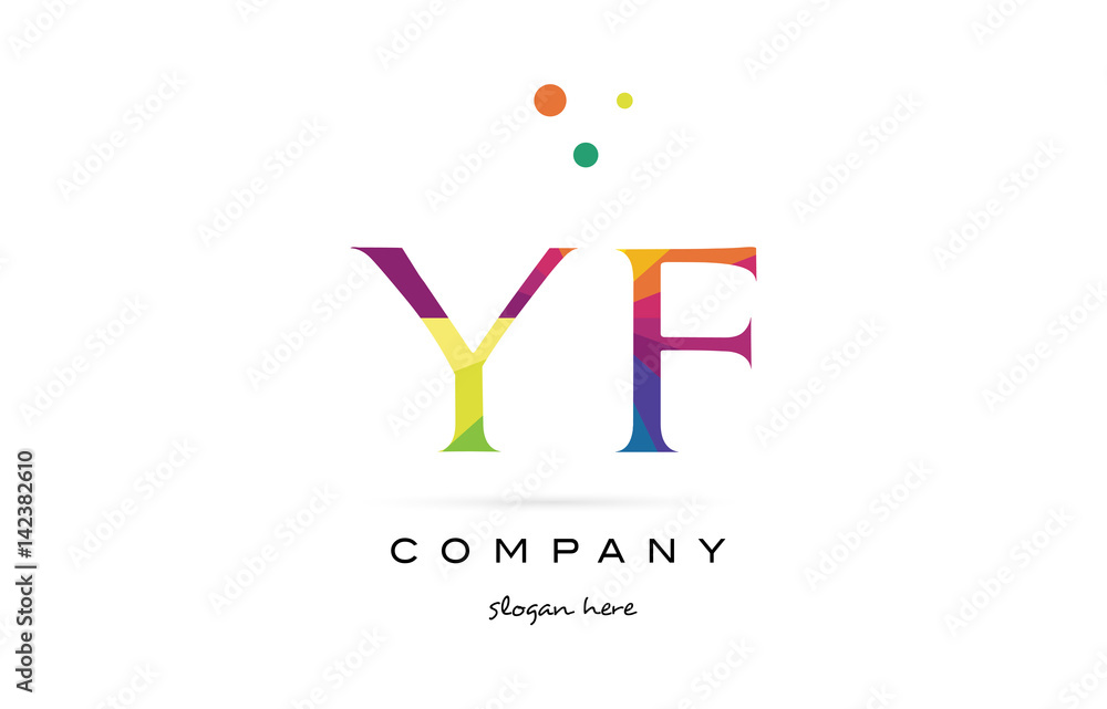 yf y f  creative rainbow colors alphabet letter logo icon