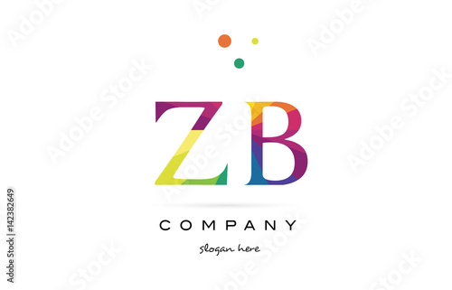 zb z b  creative rainbow colors alphabet letter logo icon