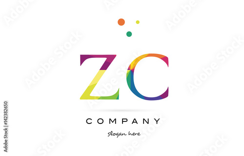 zc z c  creative rainbow colors alphabet letter logo icon