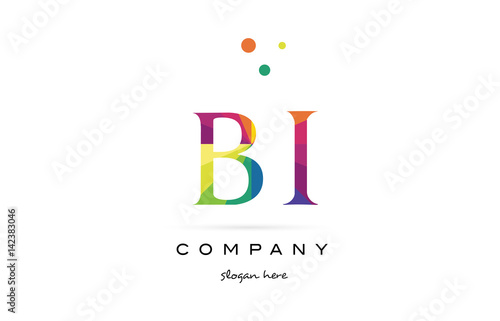 bi b i  creative rainbow colors alphabet letter logo icon