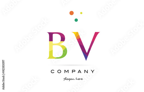bv b v  creative rainbow colors alphabet letter logo icon