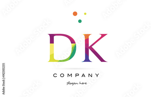dk d k  creative rainbow colors alphabet letter logo icon