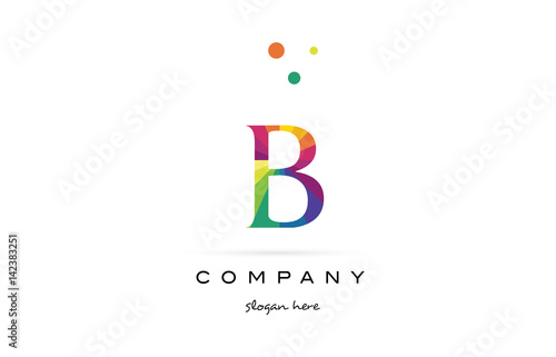 b creative rainbow colors alphabet letter logo icon