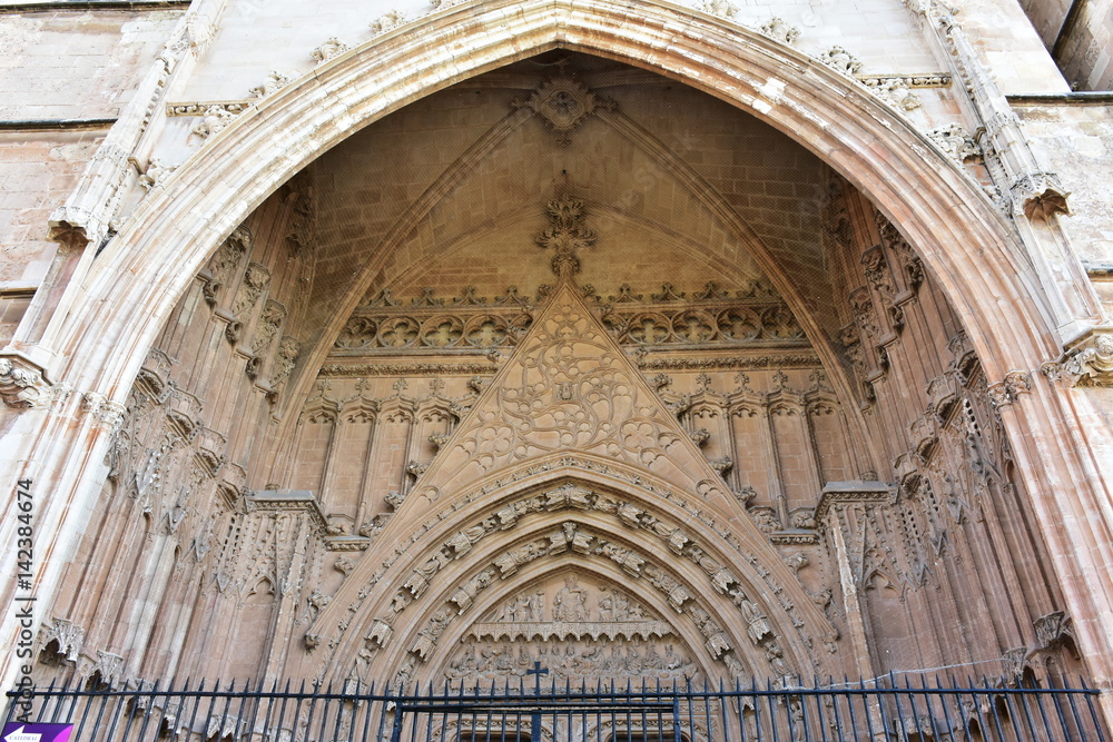 Fototapeta premium entrance ornament of La Seu basilica in Palma,island Majorca,Spain,