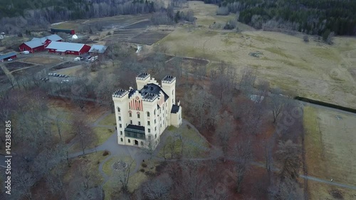 Fairytale Castle in Stockholms Archipelago - Aerial Flight photo