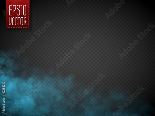 Blue fog or smoke isolated, transparent special effect. Vector illustration