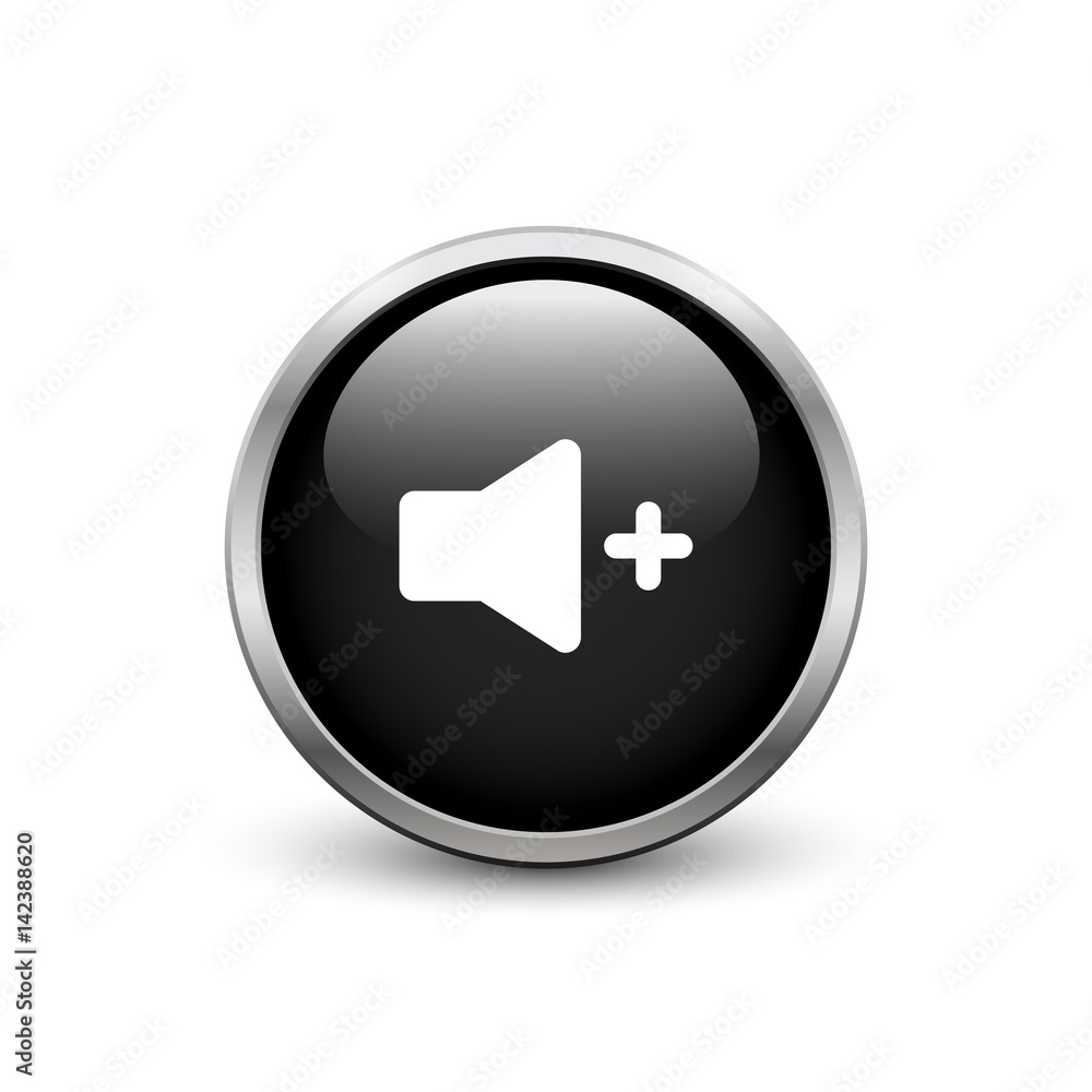 High volume black button with metal frame and shadow High volume black button with metal frame and shadow