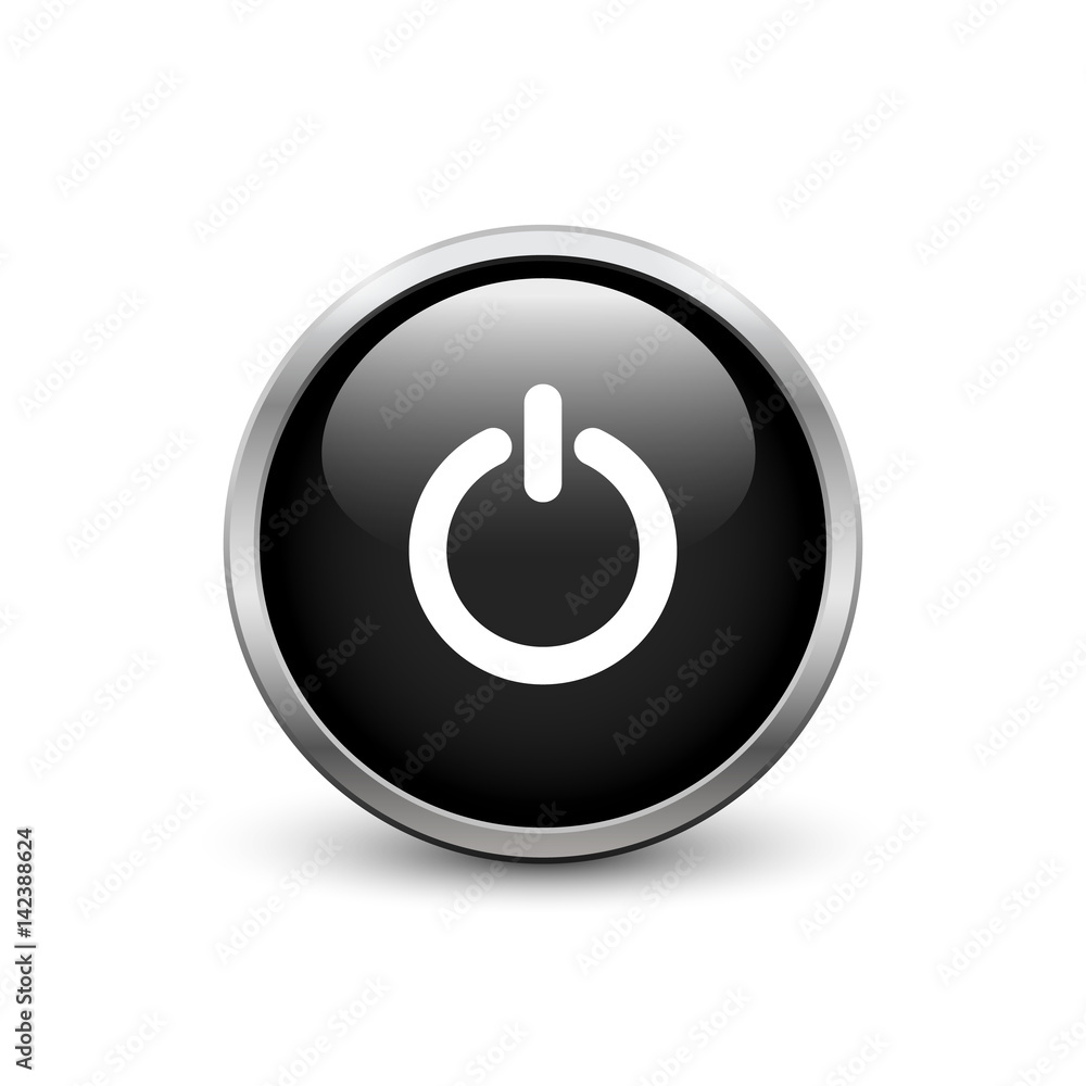 Start black button with metal frame and shadow Start black button with metal frame and shadow