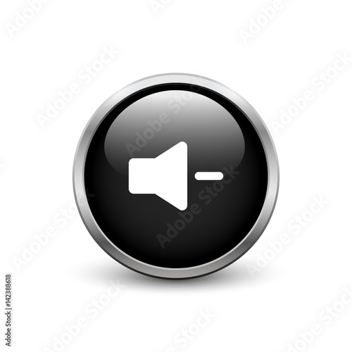 Low Volume black button with metal frame and shadow