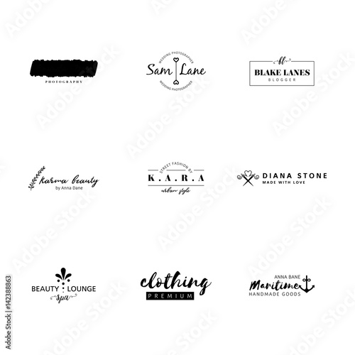 Set of feminine logos with beautiful details