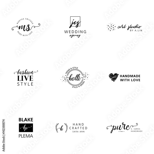 Set of feminine logos with beautiful details
