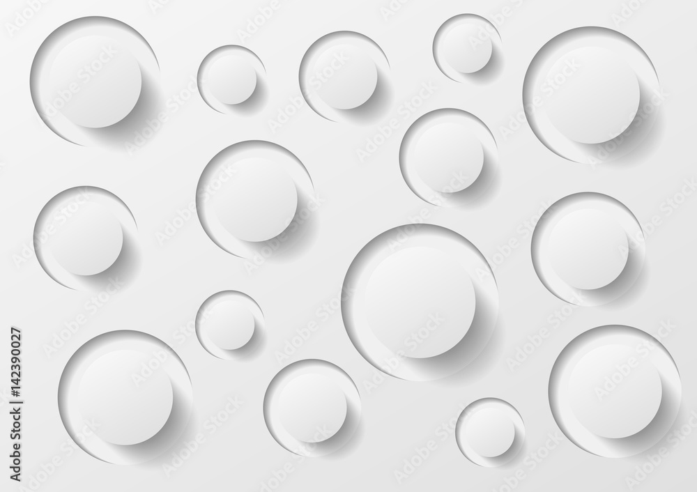 White Paper circle abstract background banner with drop shadows. Vector illustration.