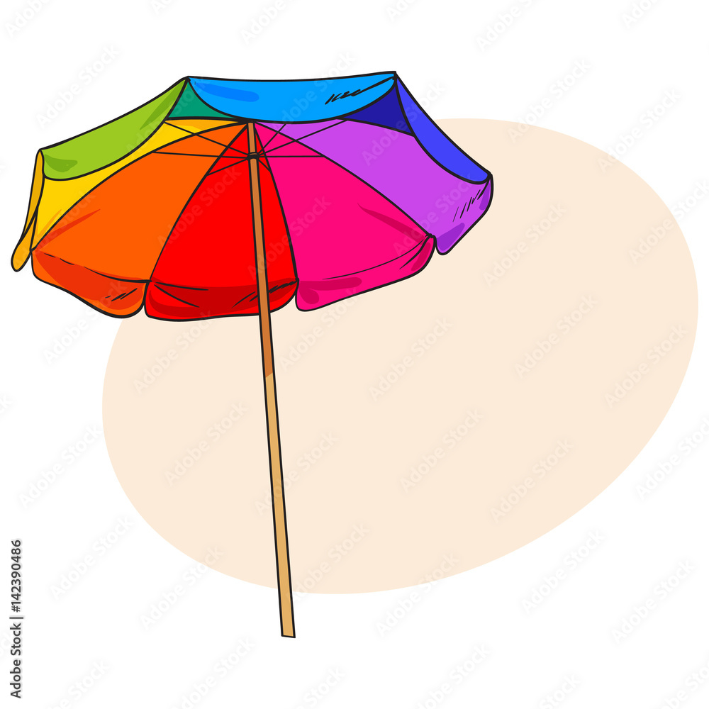 Colorful umbrella in beach setting, watercolor sketch png download -  1608*1324 - Free Transparent Cartoon png Download. - CleanPNG / KissPNG