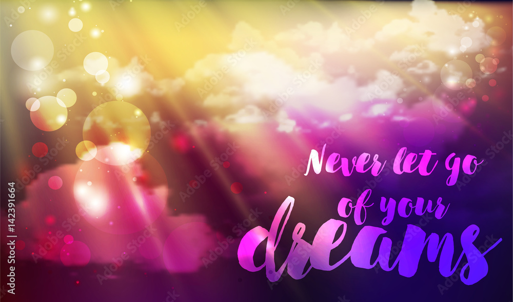 Inspiration quote Follow your dreams on the sky background with fluffy clouds. Inspiration quote Follow your dreams on the sky background with fluffy clouds.