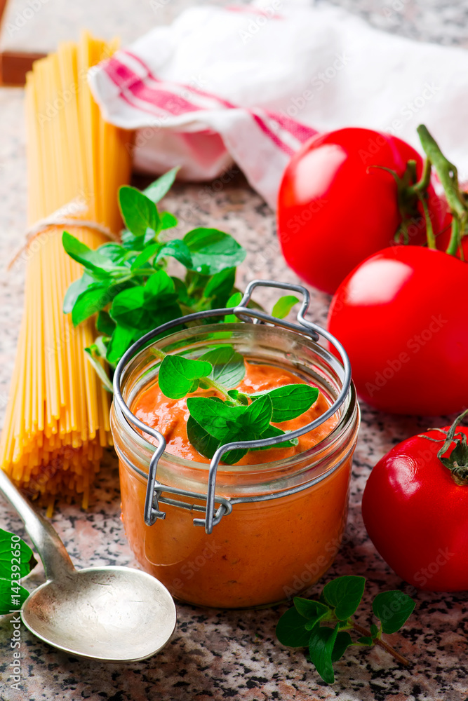 Rosy-red Pasta Sauce..selective focus Rosy-red Pasta Sauce..selective focus