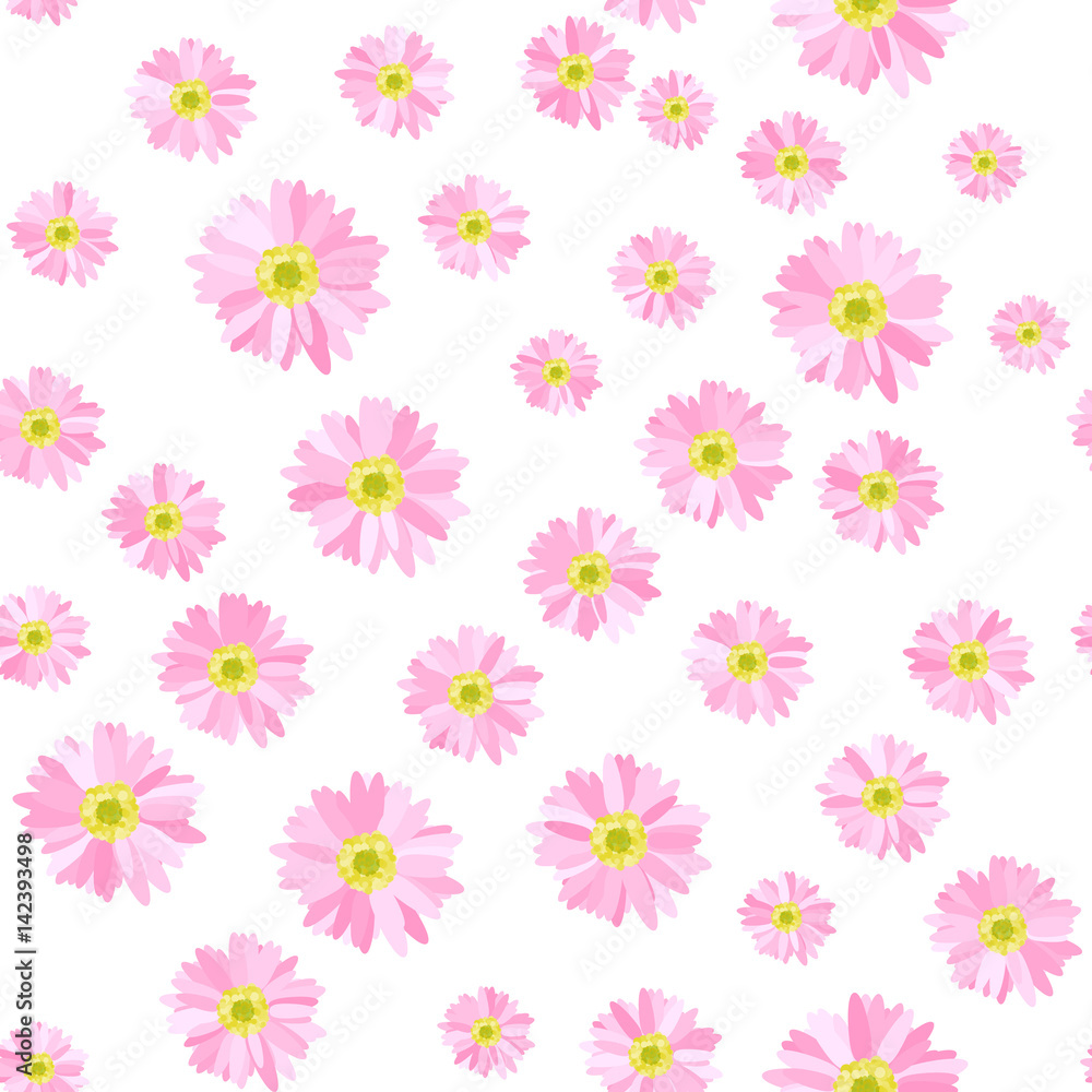 Seamless floral pattern from set of bright elements.
