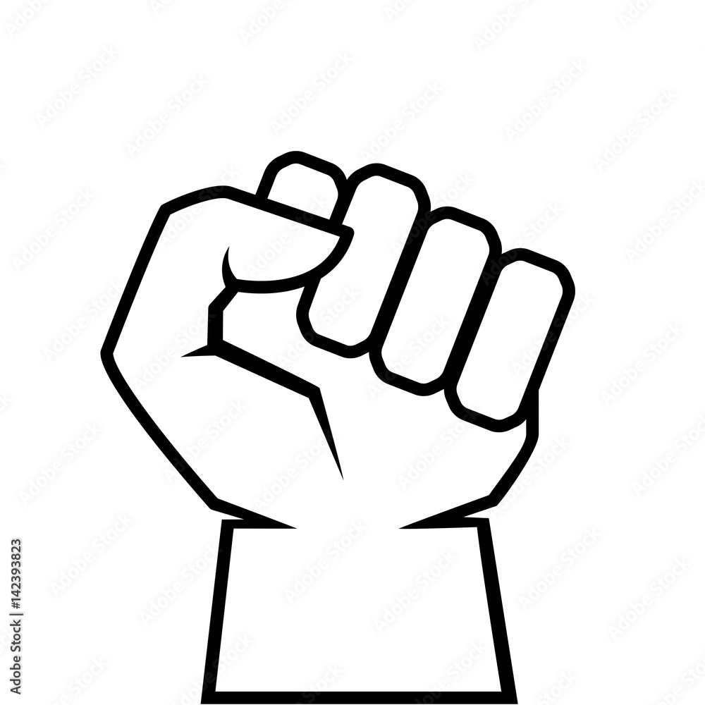 Human clenched fist outline icon, revolt concept Human clenched fist outline icon, revolt concept