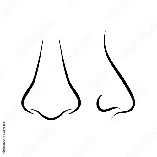 Human nose icon, front and side view