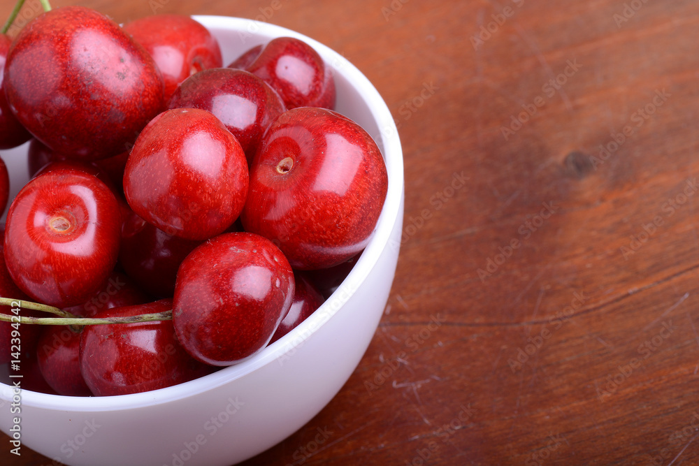 Close up of sweet fresh cherry berries Close up of sweet fresh cherry berries