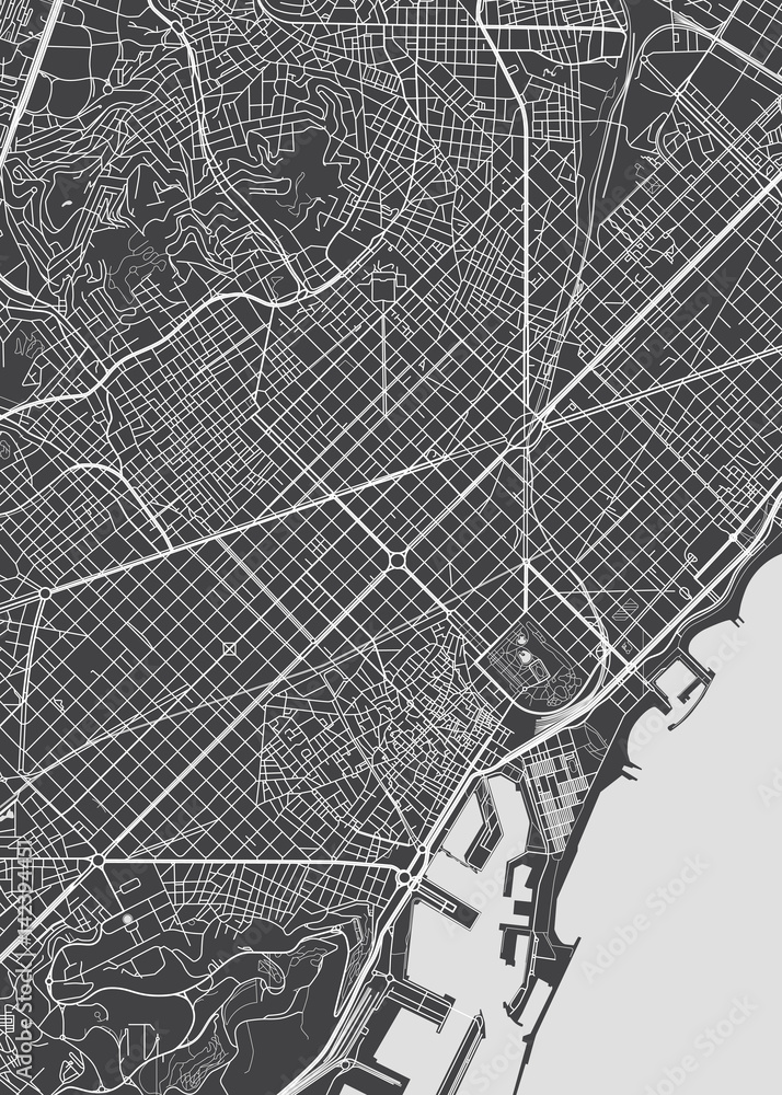 P ster Barcelona City Plan Detailed Vector Map Cuadro Para Pared P ster Barcelona City Plan Detailed Vector Map Cuadro Para Pared