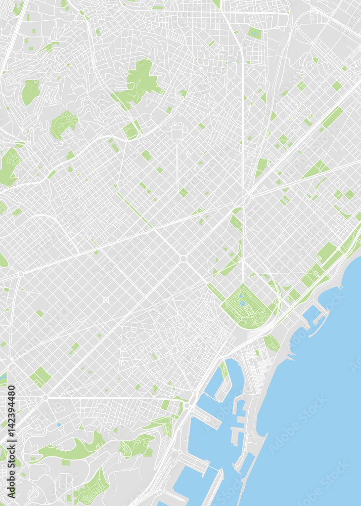 Naklejka premium Barcelona colored vector map