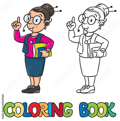 Secretary or receptionist woman. Coloring book