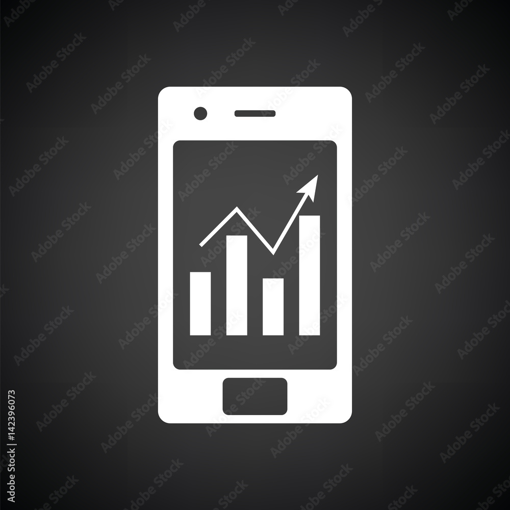 Smartphone with analytics diagram icon Smartphone with analytics diagram icon
