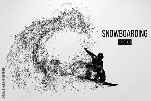 Silhouette of a snowboarder jumping isolated. Vector illustration