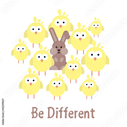Be different illustration template with chickens and bunny.