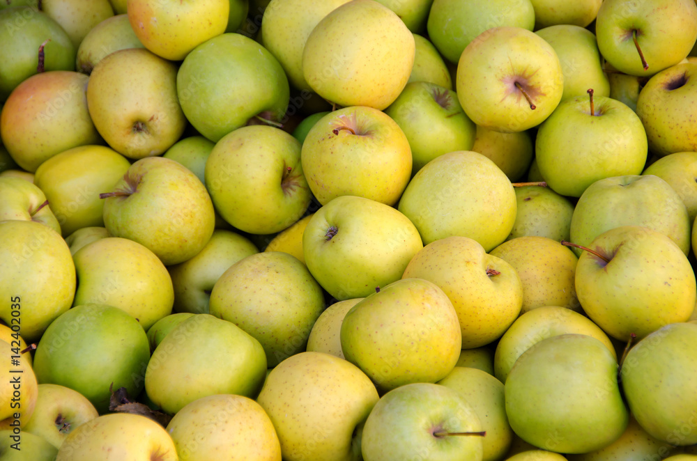Golden apples in grocery market Golden apples in grocery market