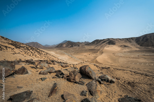 Landscape near to the archeological site of Caral, Peru