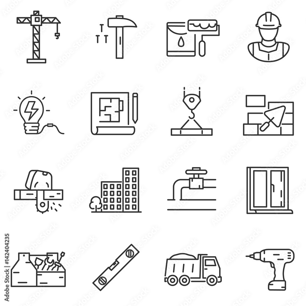 Build Indicative Icon building bonstruction icons set. constructing a building or ...